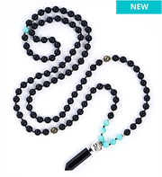 Black onyx mala bead necklace, new arrival